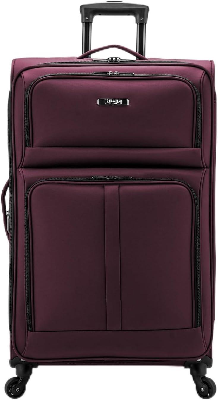 U.S. Traveler Anzio Softside Expandable Spinner Luggage, Burgundy, 30" Checked Large