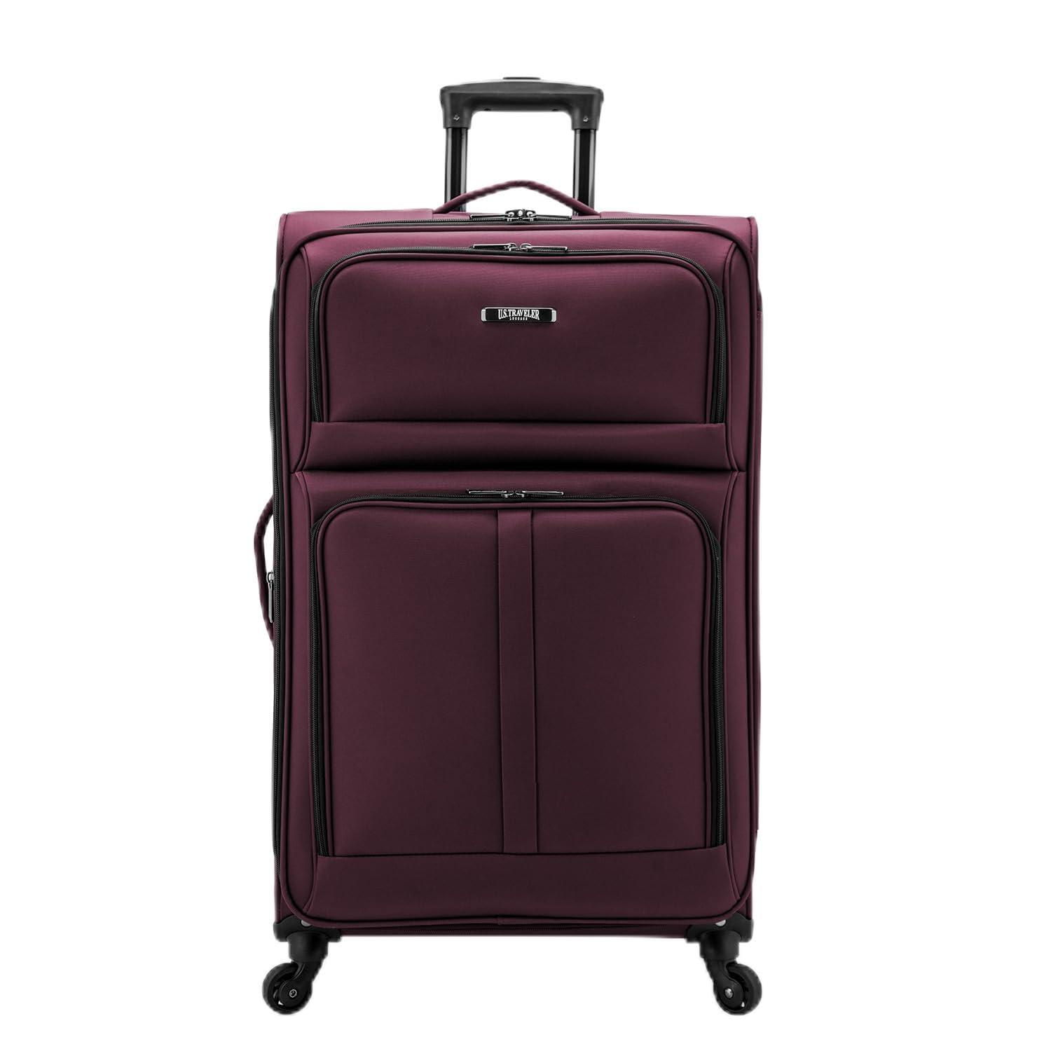 U.S. Traveler Anzio Softside Expandable Spinner Luggage, Burgundy, 30" Checked Large