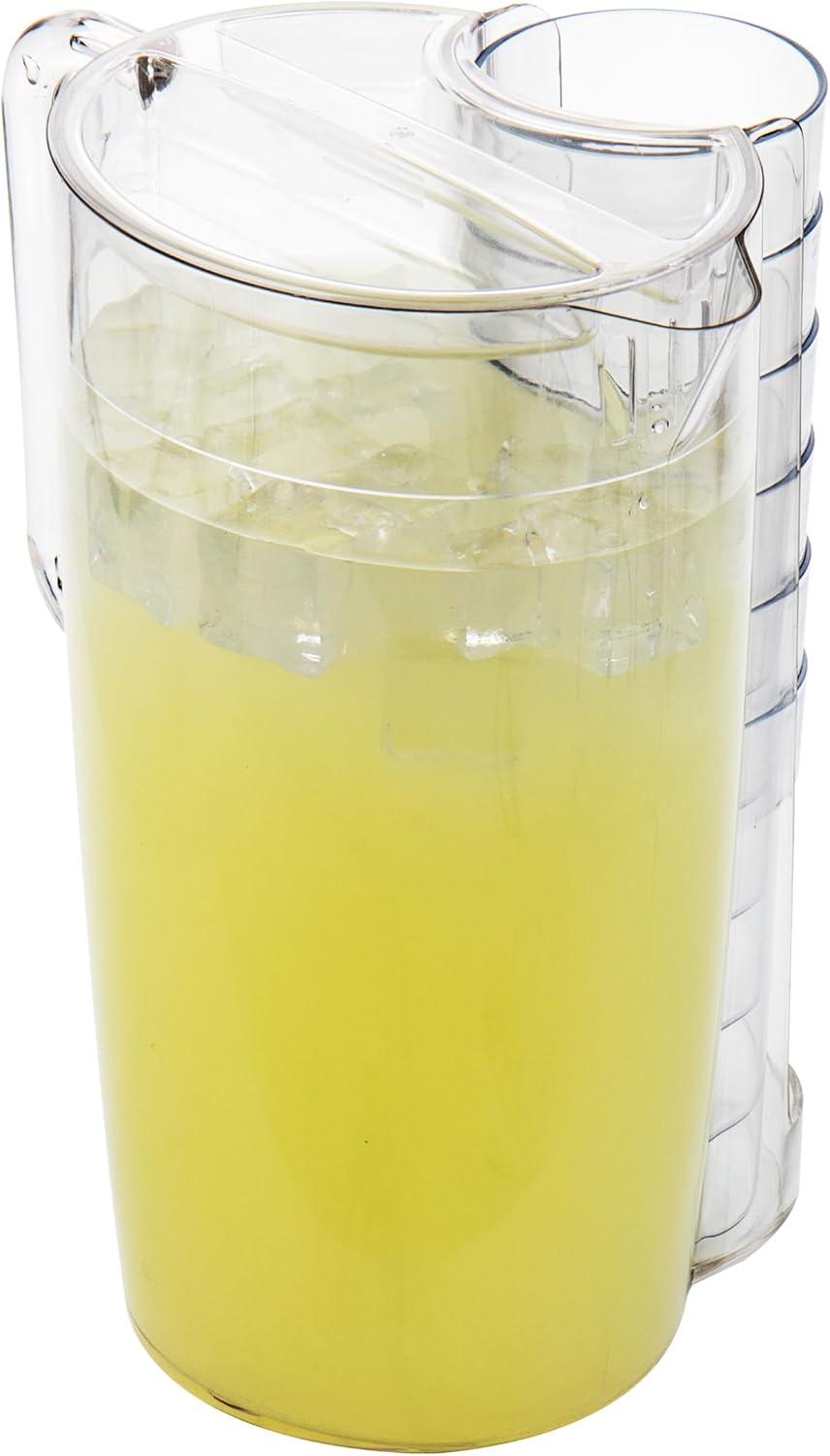 Mind Reader Pitcher and Cup Set, 8 Cups, Drink Pitcher with Lid, Glass Storage, Serving Set, 6.5"L x 6.5"W x 10.5"H, Clear