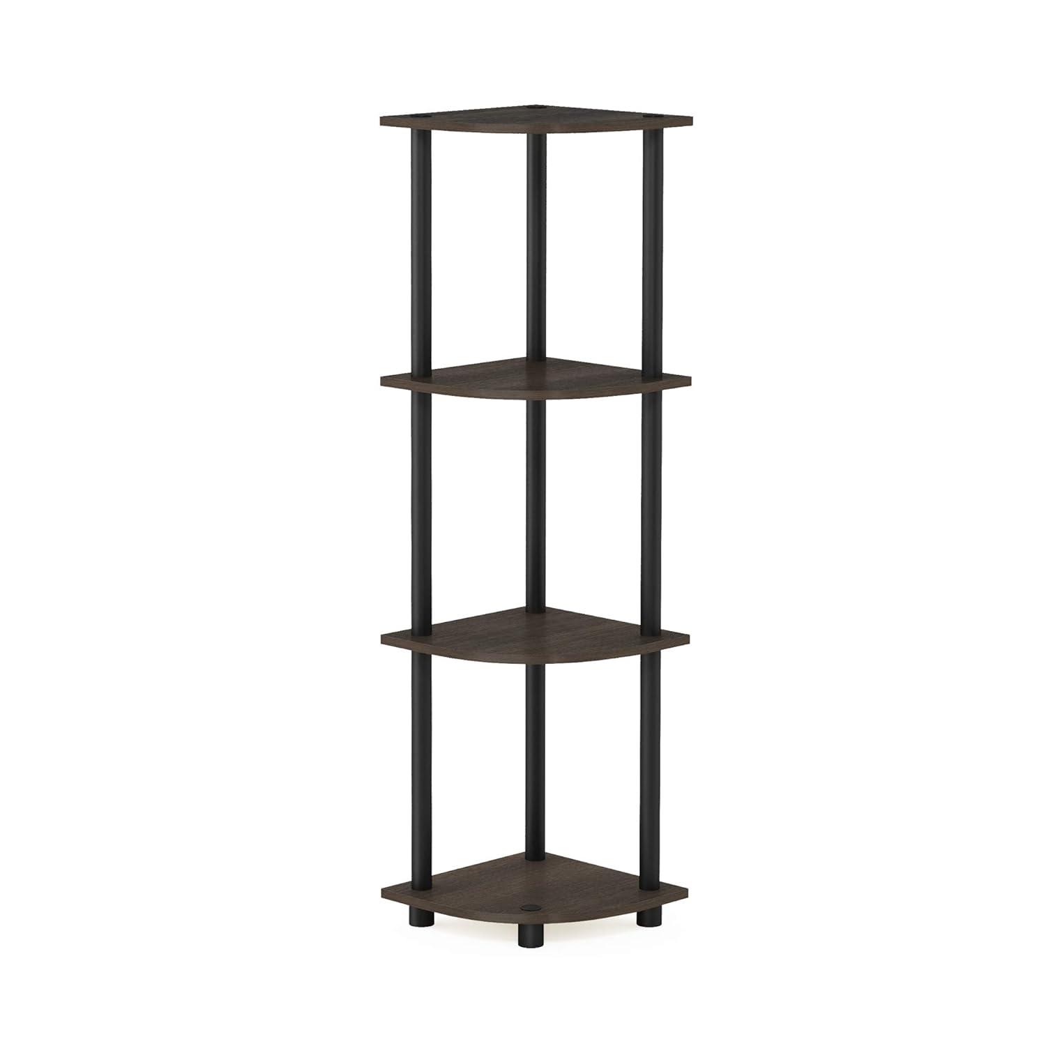 Furinno 4-Tier Bathroom Storage Shelf Corner Display Multipurpose Rack,Dark Brown