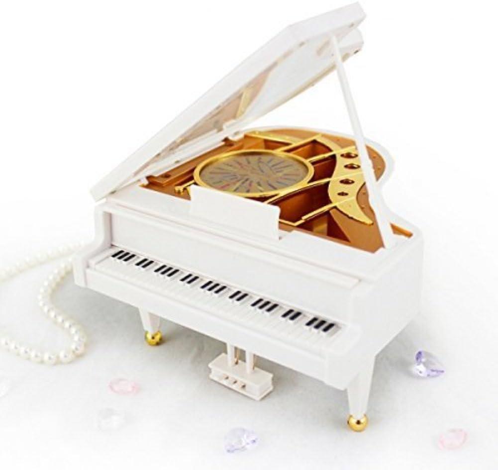 White and Gold Mechanical Ballerina Piano Music Box