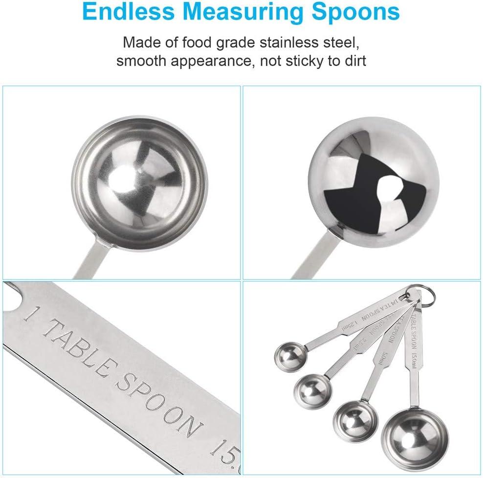 4pcs Measuring Spoons Set, Includes 1/4 Tsp, 1/2 Tsp, 1 Tsp, 1 Tbsp, Food Grade Stainless Steel Measuring Cups, Tablespoon And Teaspoon For Measure Li