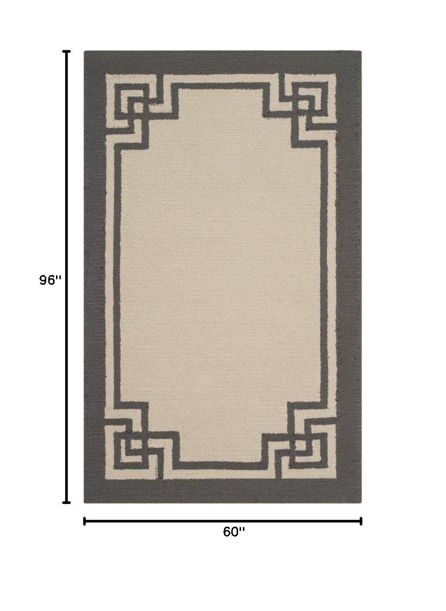 SAFAVIEH Four Seasons Yasim Bordered Area Rug, Ivory/Charcoal, 5' x 8'