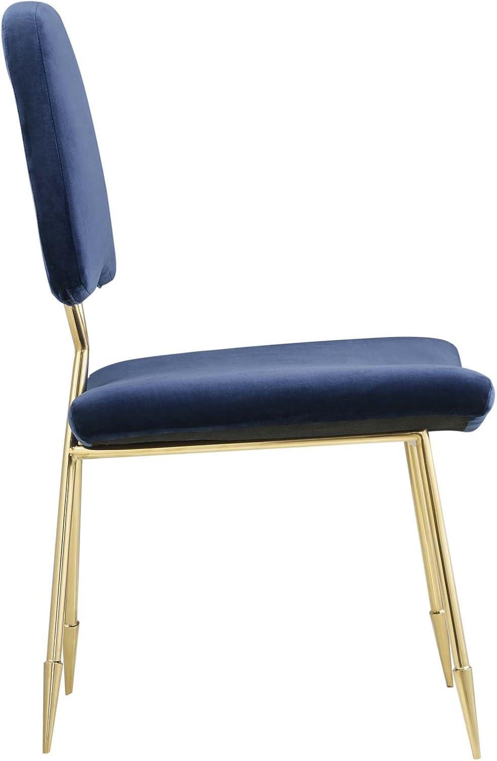 Modway Ponder 19" Velvet Upholstered Dining Side Chair in Navy and Gold