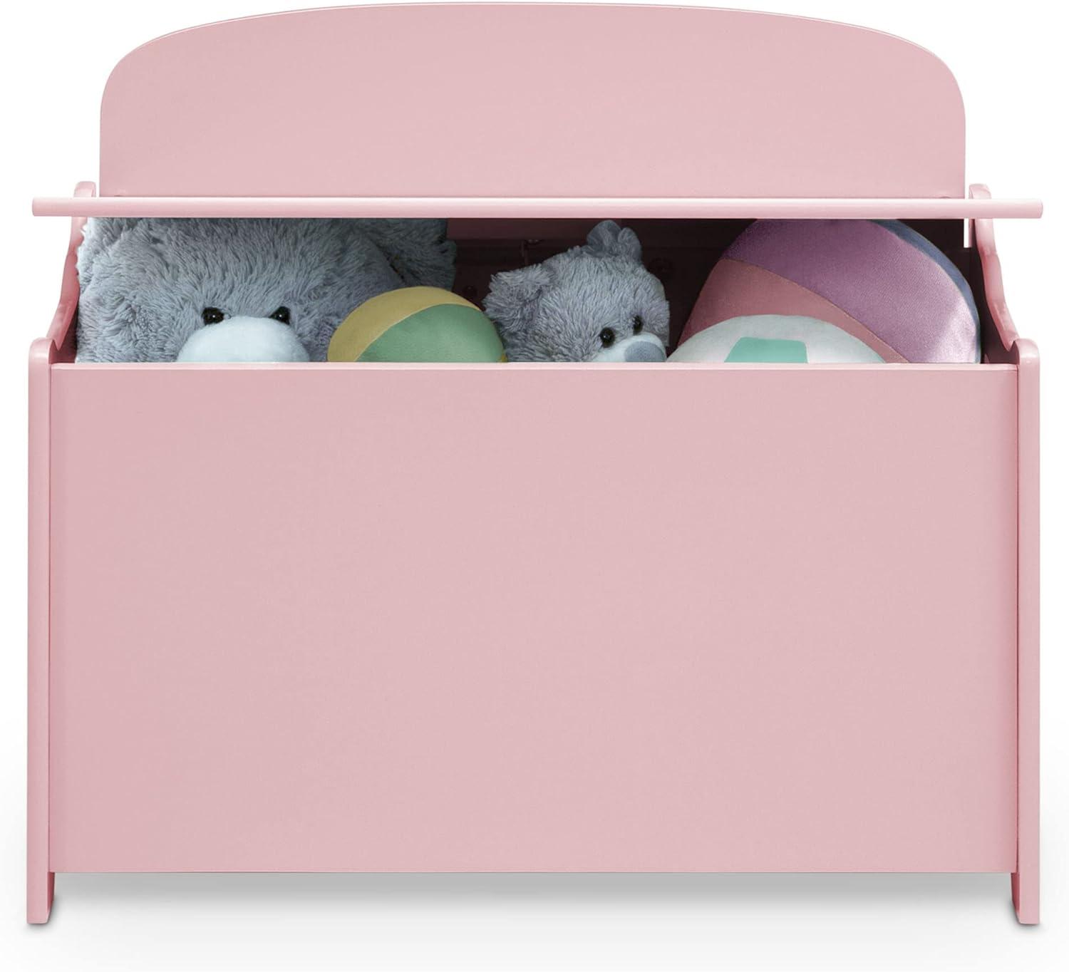 Dusty Rose Pink Wooden Toy Storage Box with Handles