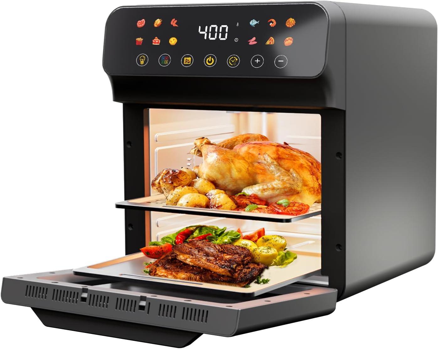 Black Digital 12Qt Air Fryer Toaster Oven Combo with Auto Shutoff