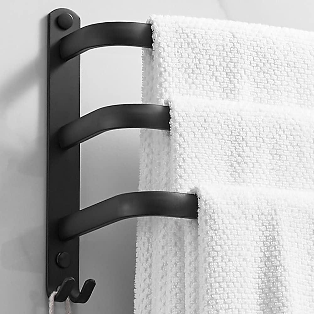 Black 24-Inch Wall Mounted 3-Tier Towel Rack