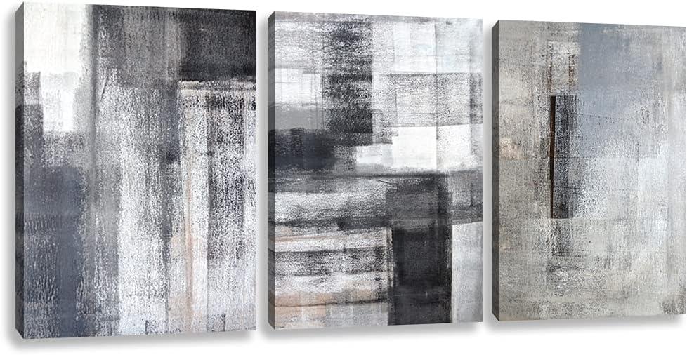 Abstract Black and Gray Canvas Wall Art Set