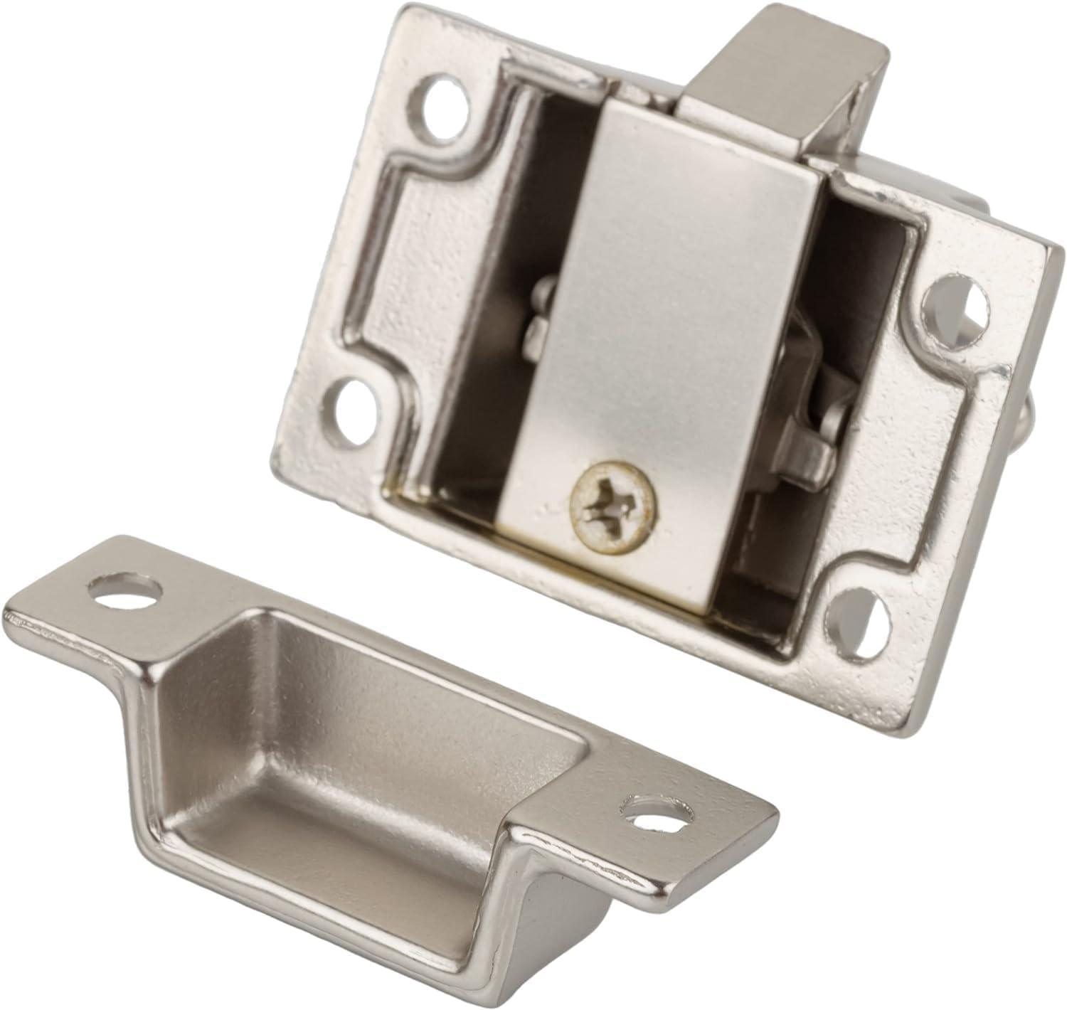 Small Brushed Nickel Oval Turn Cabinet Latch