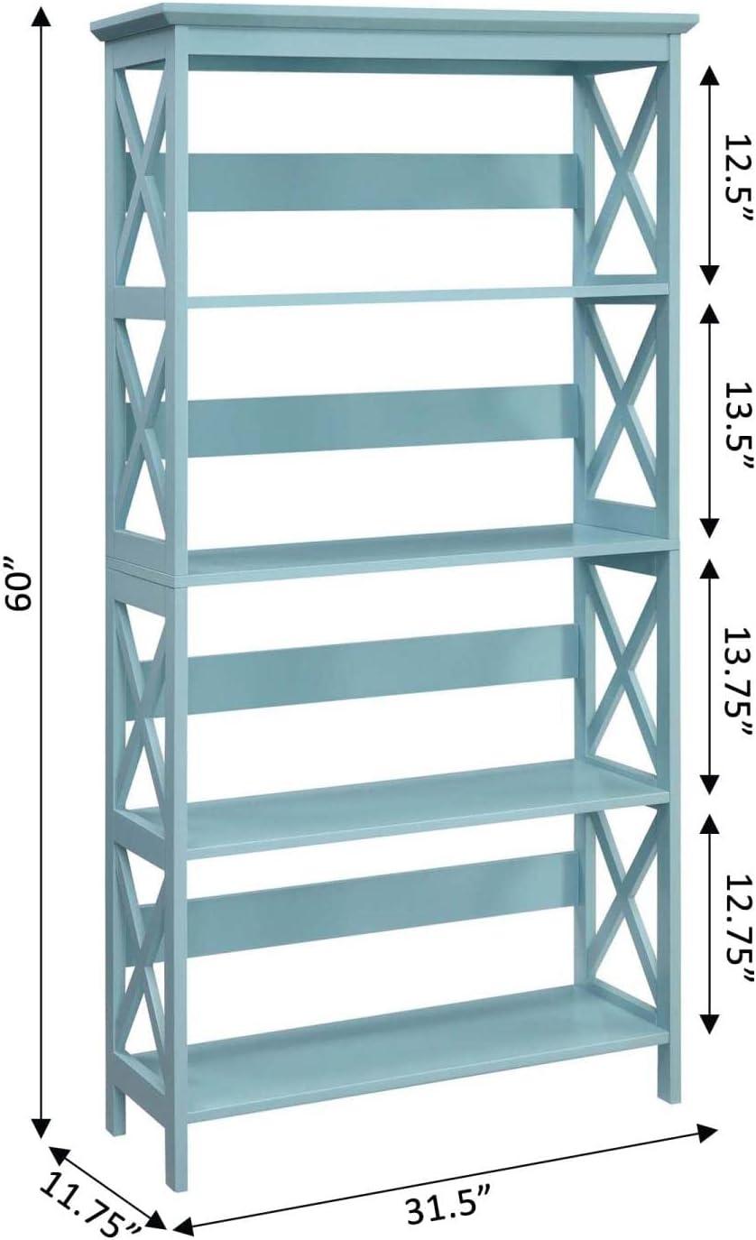 Convenience Concepts Oxford 5 Tier Bookcase, Sea Foam Blue