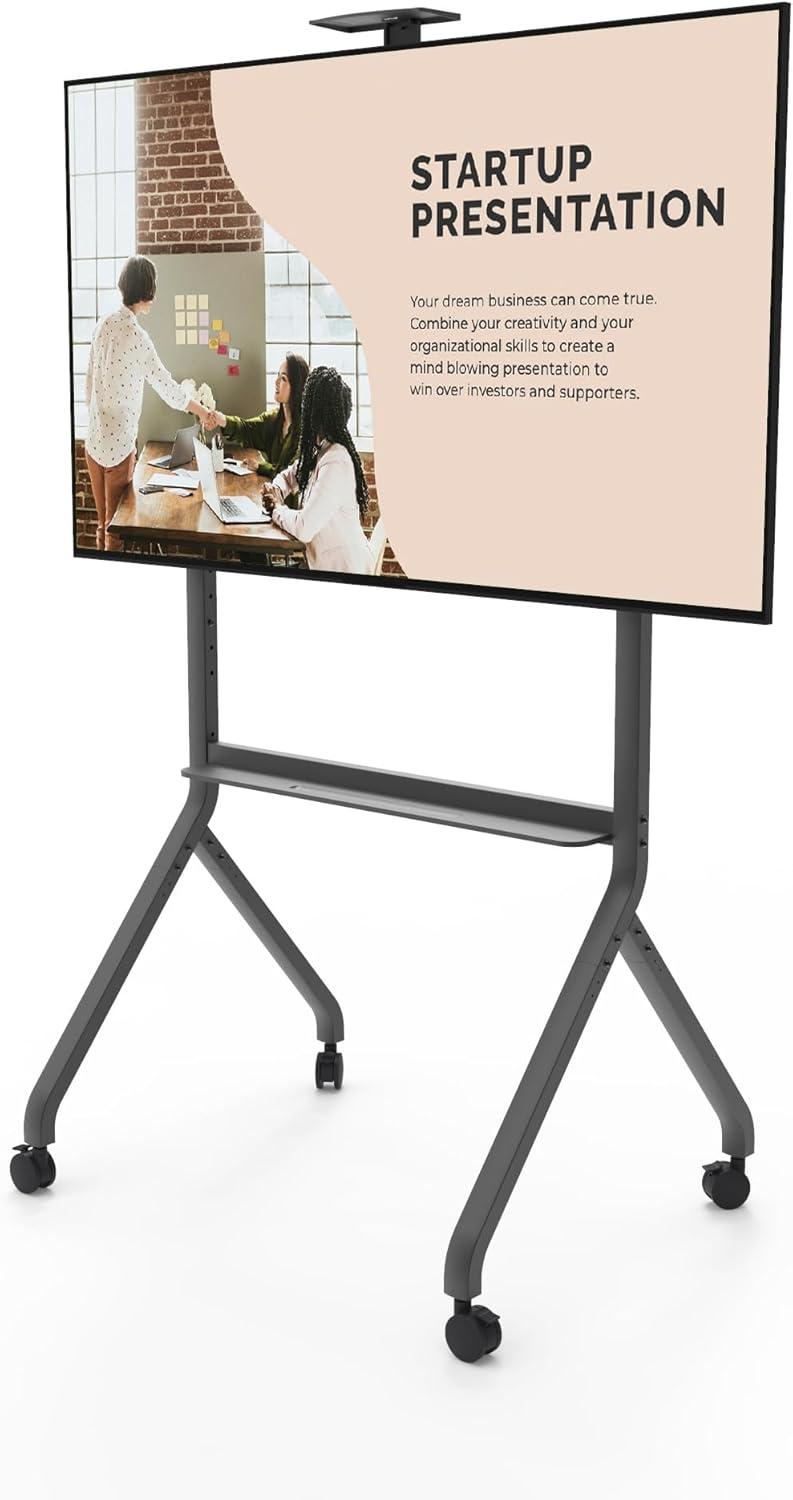 Kanto MTP100 Heavy Duty Height Adjustable Rolling TV Stand / AV Cart for 55" - 100" Screens up to 200 lbs (90.9kg)| Tray & Camera Shelf | VESA sizes from 200x200 to 900x600