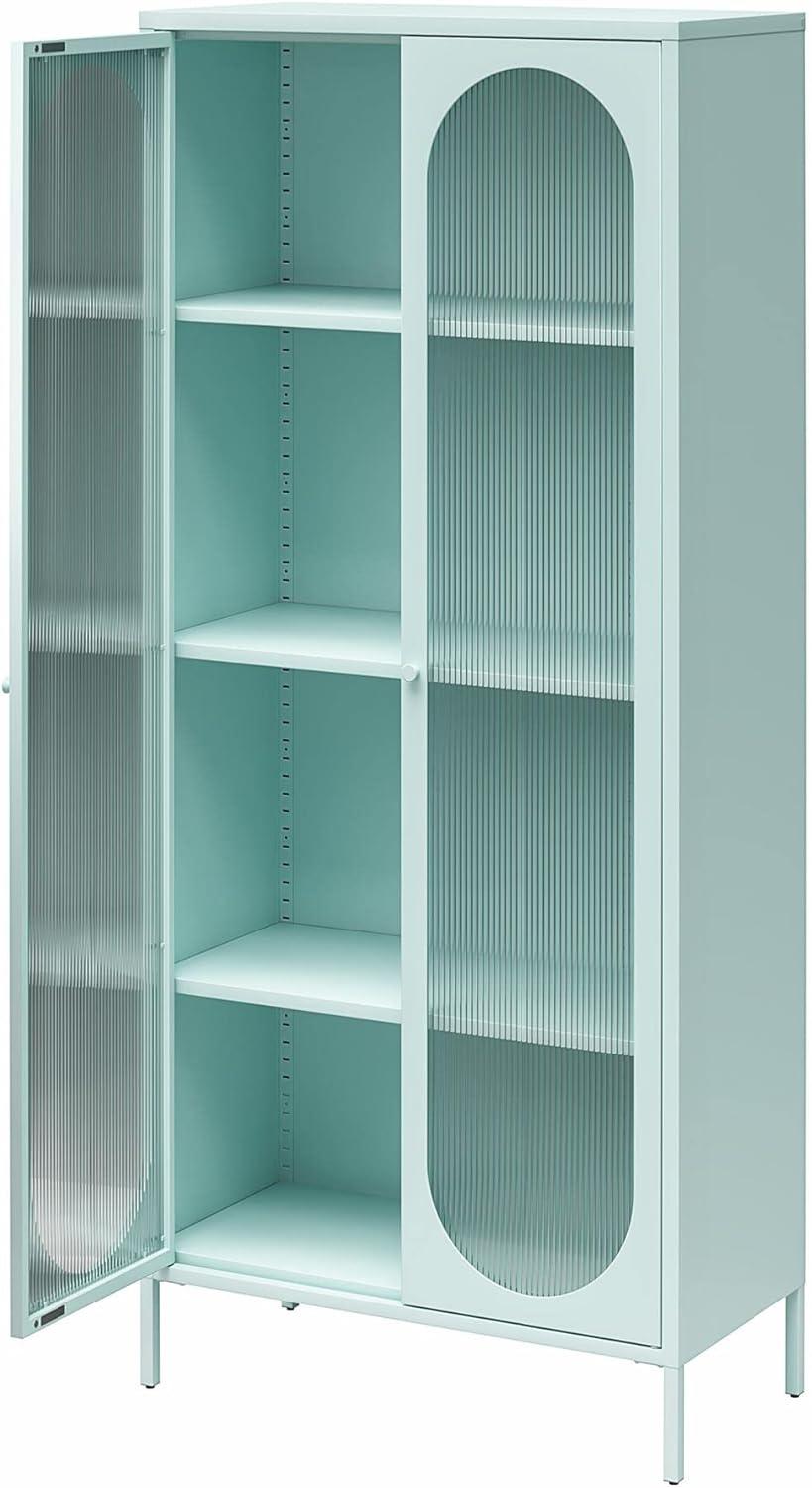 Luna 72.88'' Tall Accent Cabinet with Fluted Glass