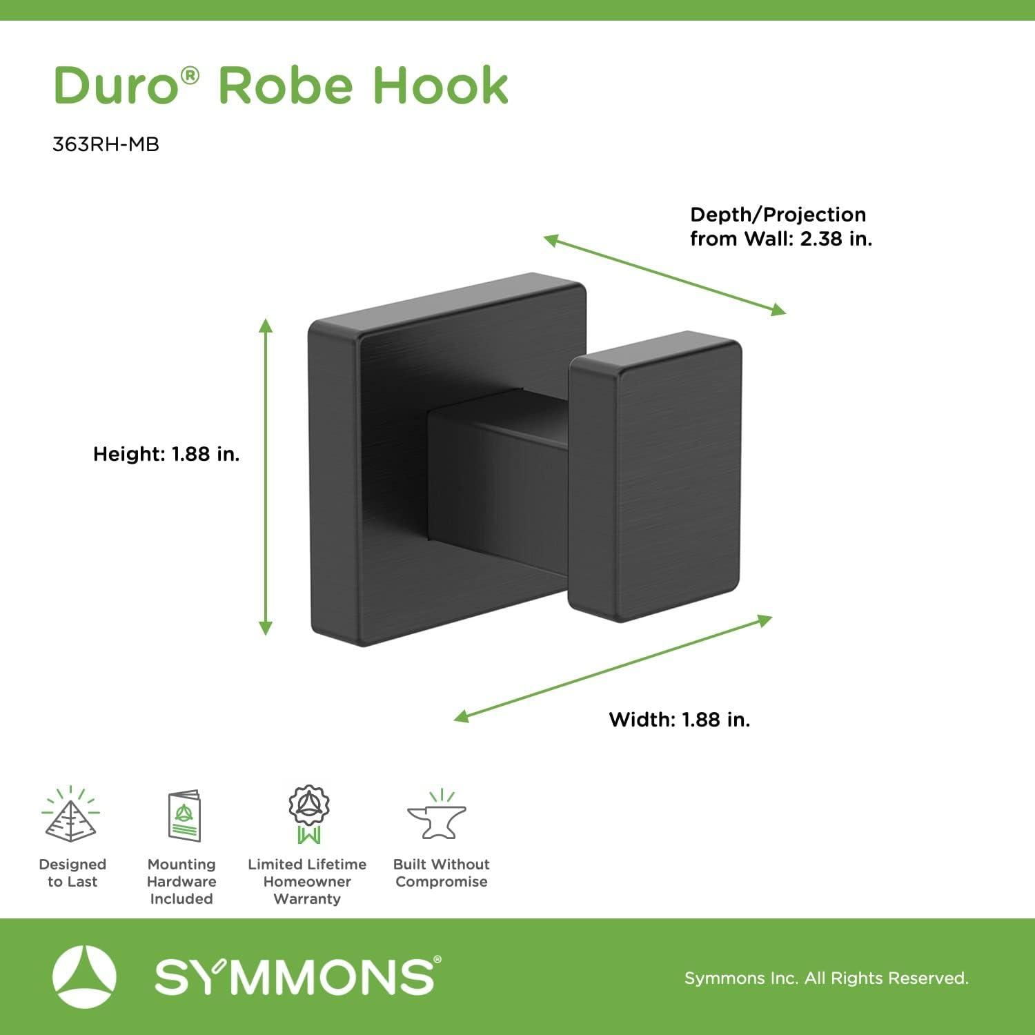 Duro Wall Mounted Robe Hook with Installation Hardware