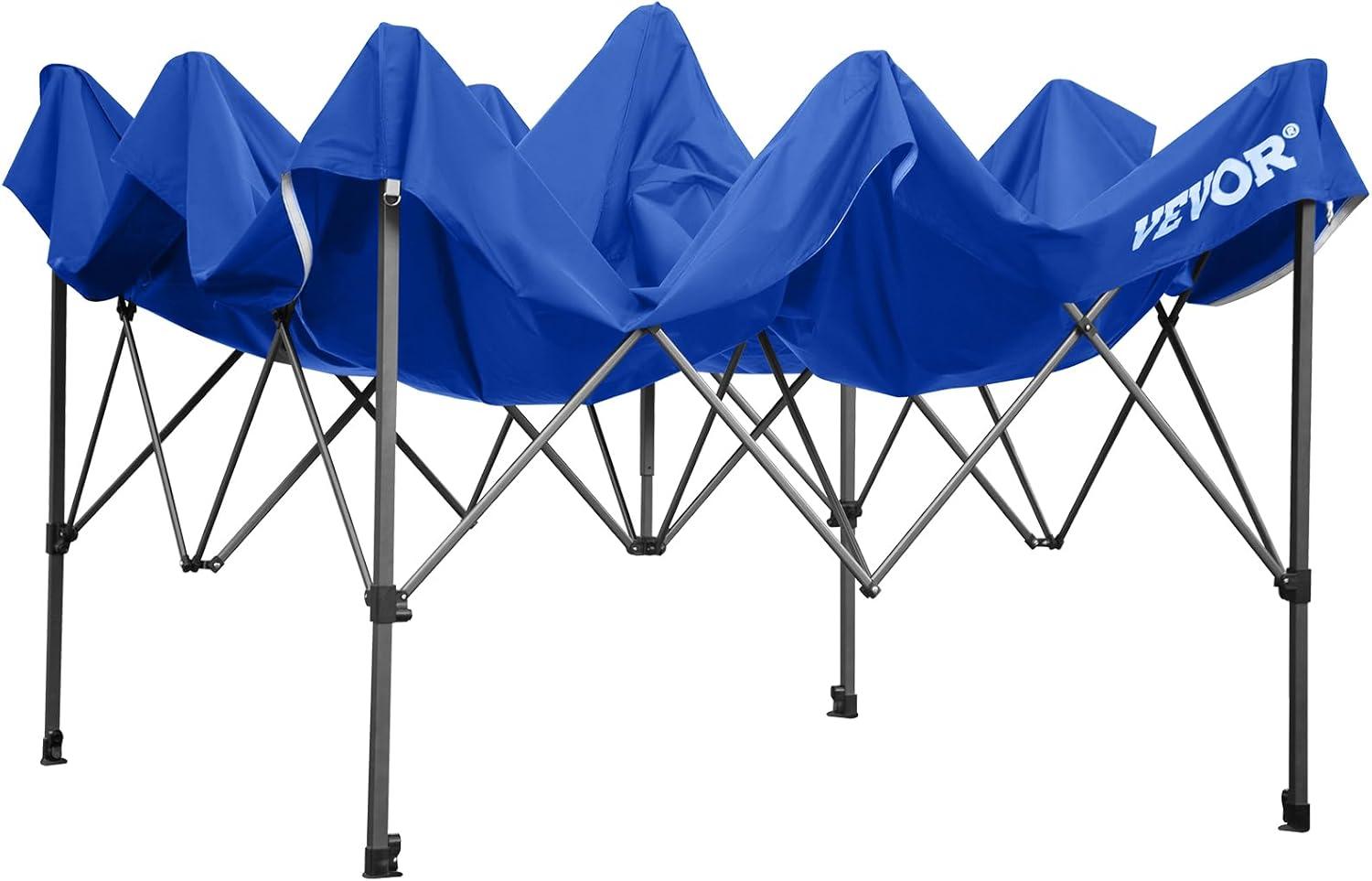 VEVOR 10x10 Blue Pop-Up Canopy Tent with Sidewalls and Wheeled Bag