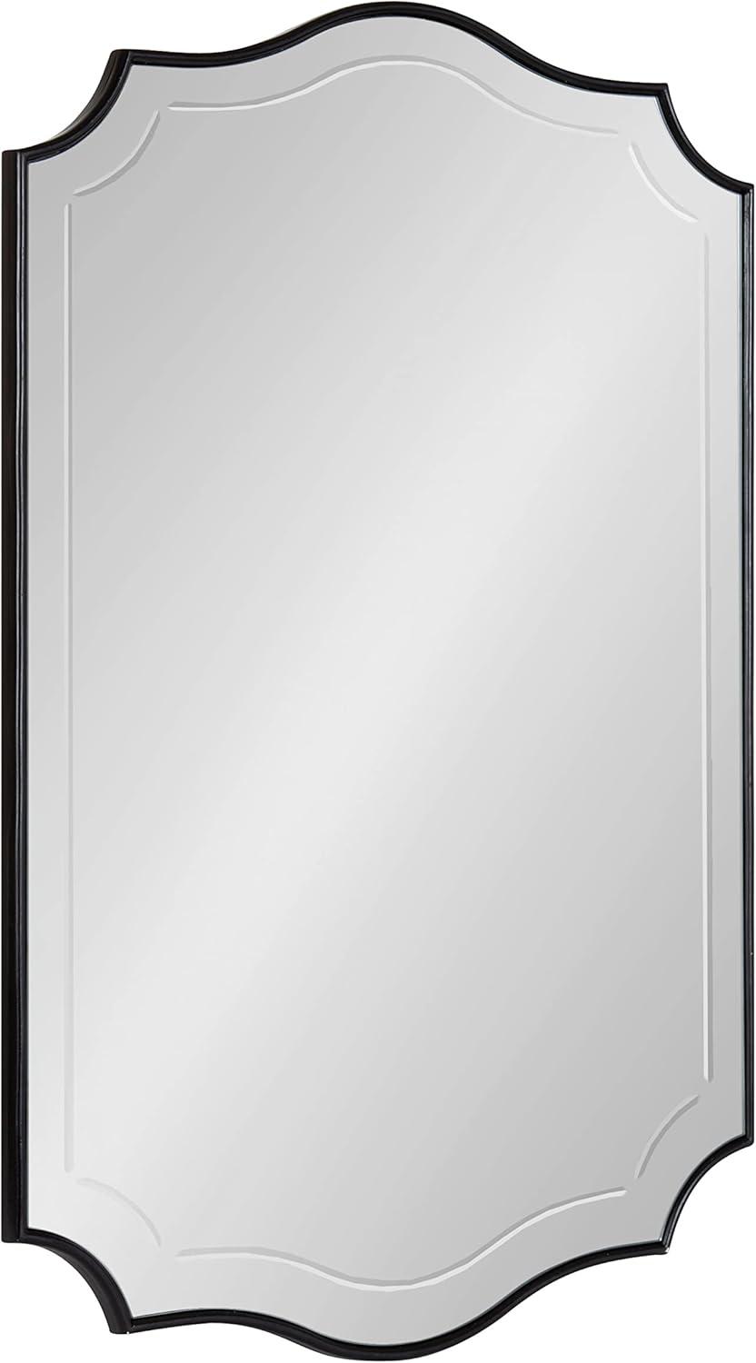 20" x 30" Hollyn Decorative Framed Wall Mirror Black - Kate & Laurel All Things Decor: Scalloped Edge, V-Groove, Hangs Both Ways