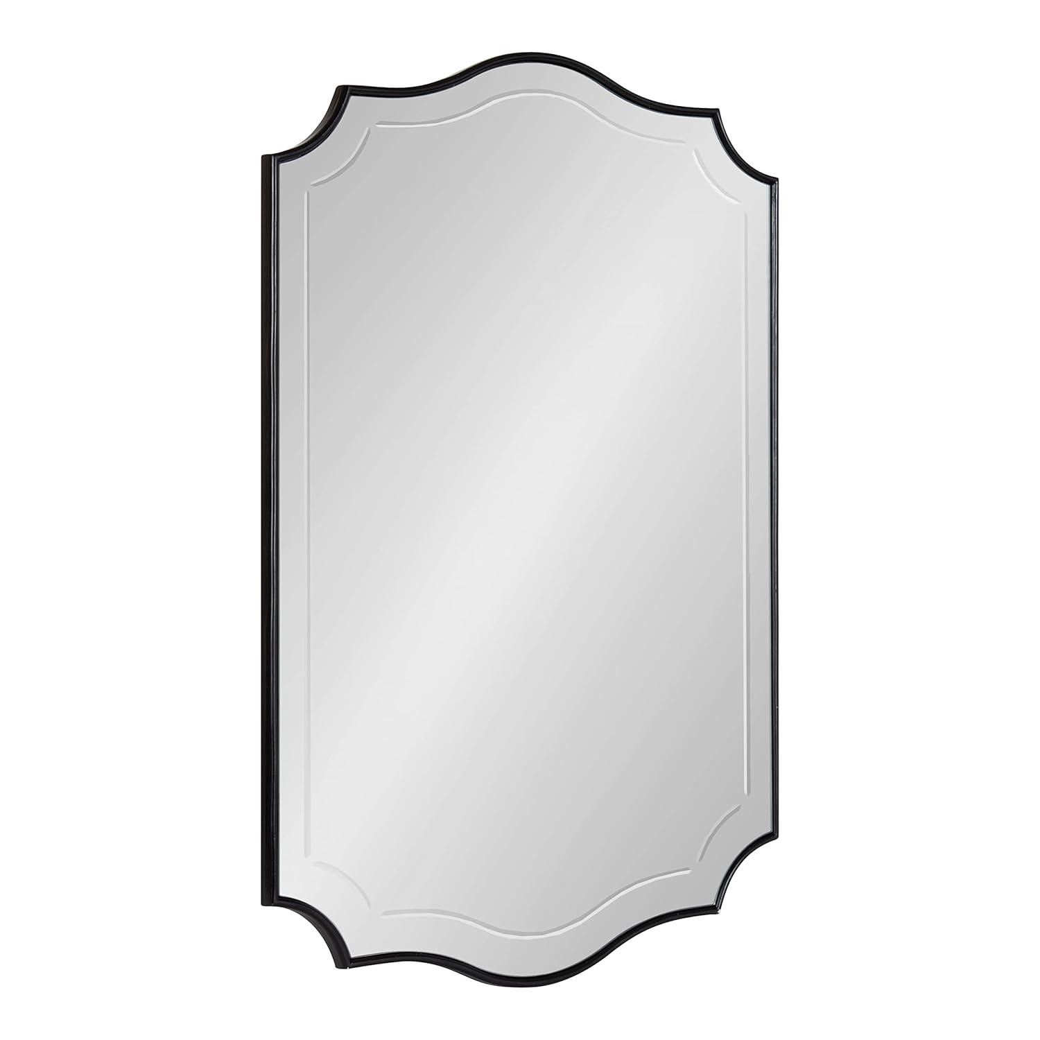 20" x 30" Hollyn Decorative Framed Wall Mirror Black - Kate & Laurel All Things Decor: Scalloped Edge, V-Groove, Hangs Both Ways