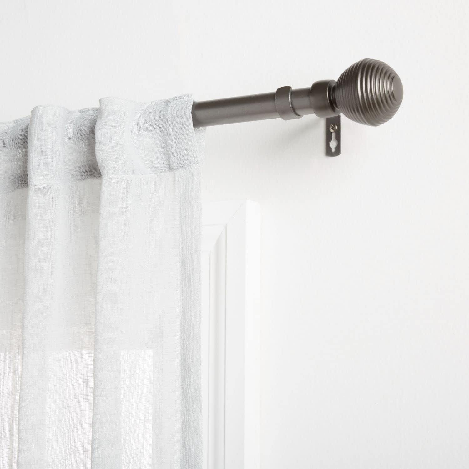 Exclusive Home 36"-72" Modern Layer Curtain Rod - Matte Bronze: Adjustable Iron, Single Rod, 25lb Capacity
