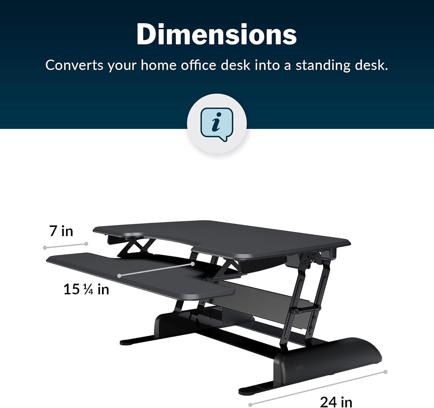 Vari 36" VariDesk Essential Two-Tier Height Adjustable Standing Desk Converter & Monitor Riser, Black