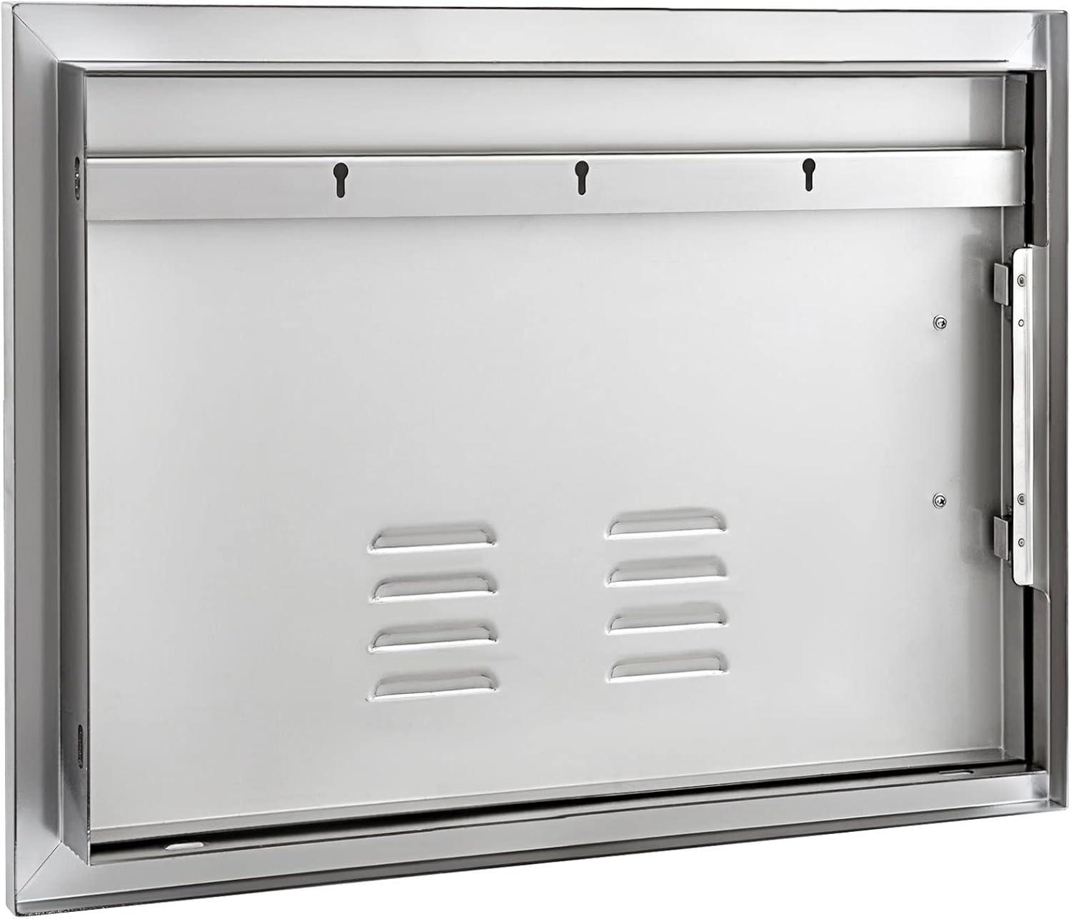 24 in. W x 17 in. H Single Outdoor Kitchen Door BBQ Access Door Stainless Steel Flush Mount Door Wall Vertical Door