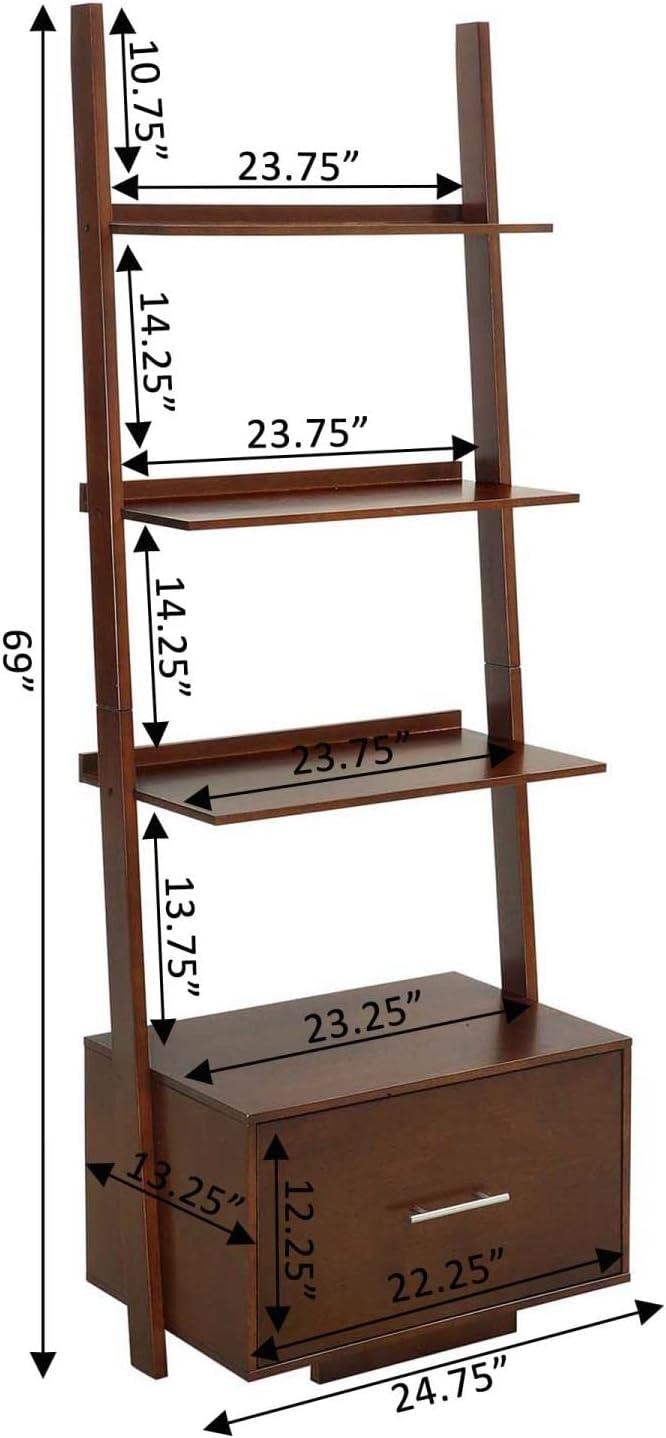 Convenience Concepts American Heritage Ladder Bookcase with File Drawer