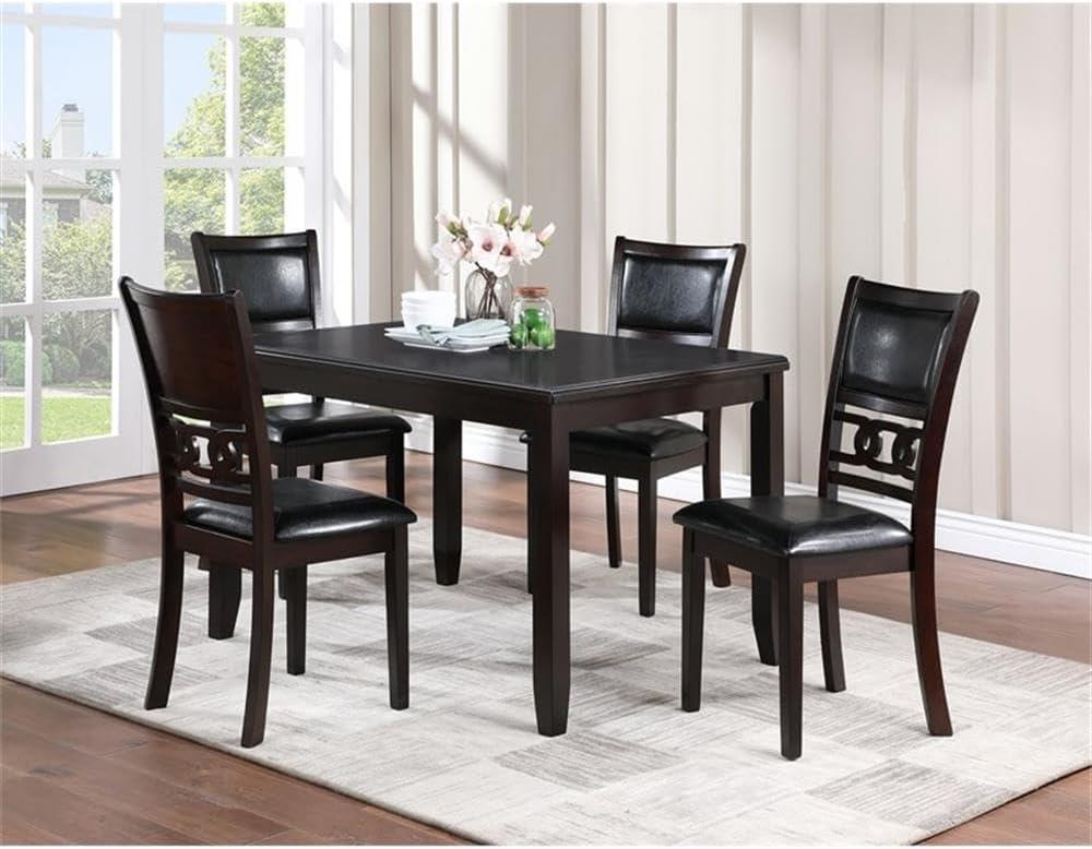 New Classic Furniture Gia Dining Collection with Table & 4 Chairs, Ebony