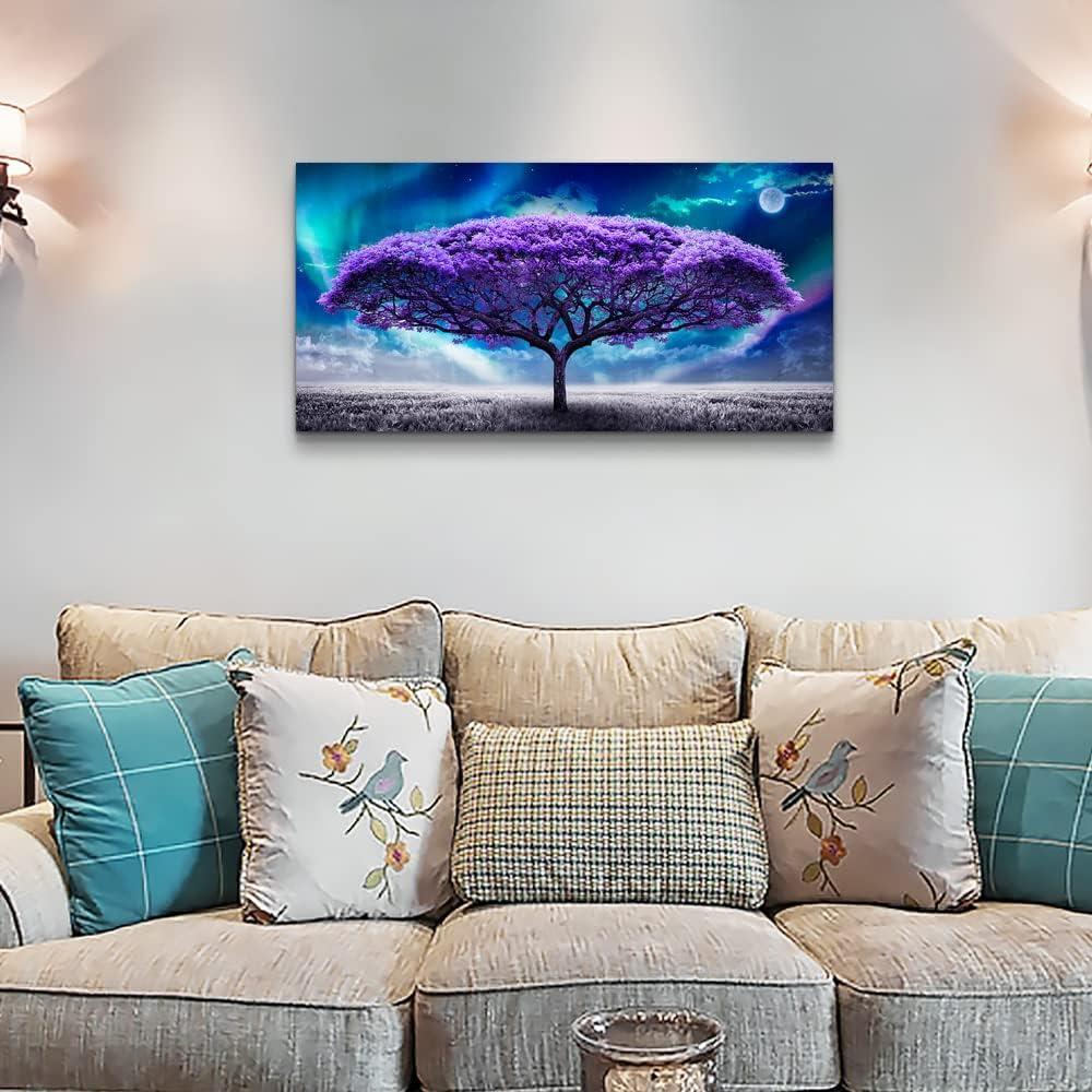 Shiartex Canvas Wall Art For Living Room Farmhouse Wall Decor For Bedroom Purple Tree Abstract Scenery Pictures Artwork Canvas Prints Office Decor Painting Dormitory Decor 20"x16"in