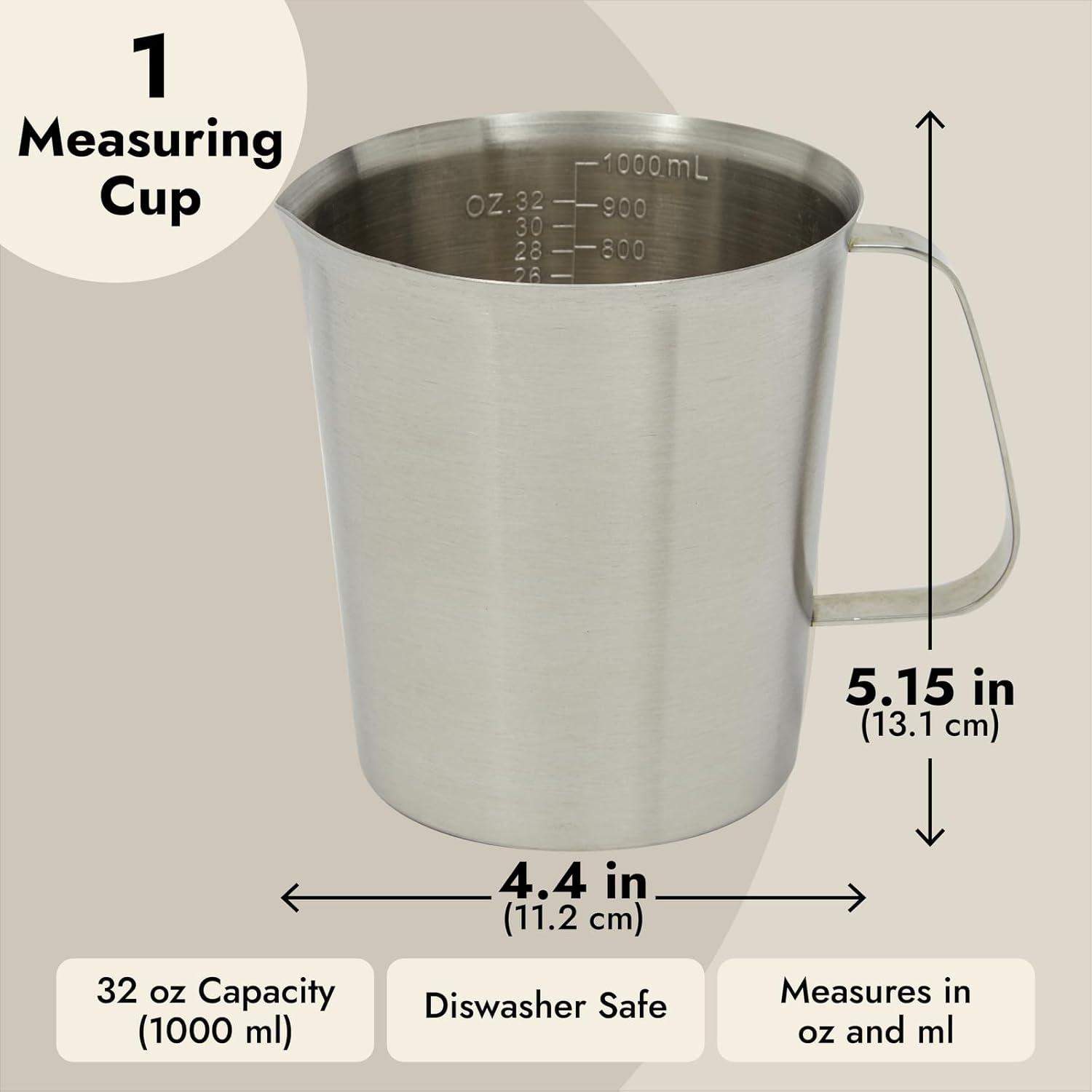 32 oz Stainless Steel Measuring Cup with Handle and Markings