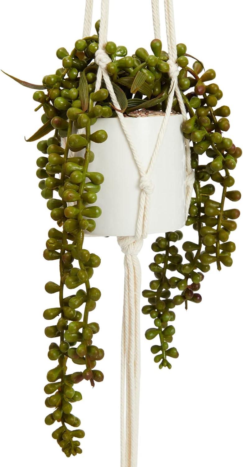 Juvale Hanging Artificial String of Pearls Plant with White Ceramic Pot for Wall Decor, House Warming Gift (31 in, 2 Pack)
