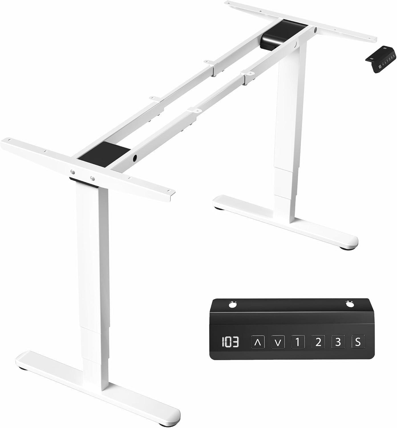 White Electric Dual Motor Desk Frame