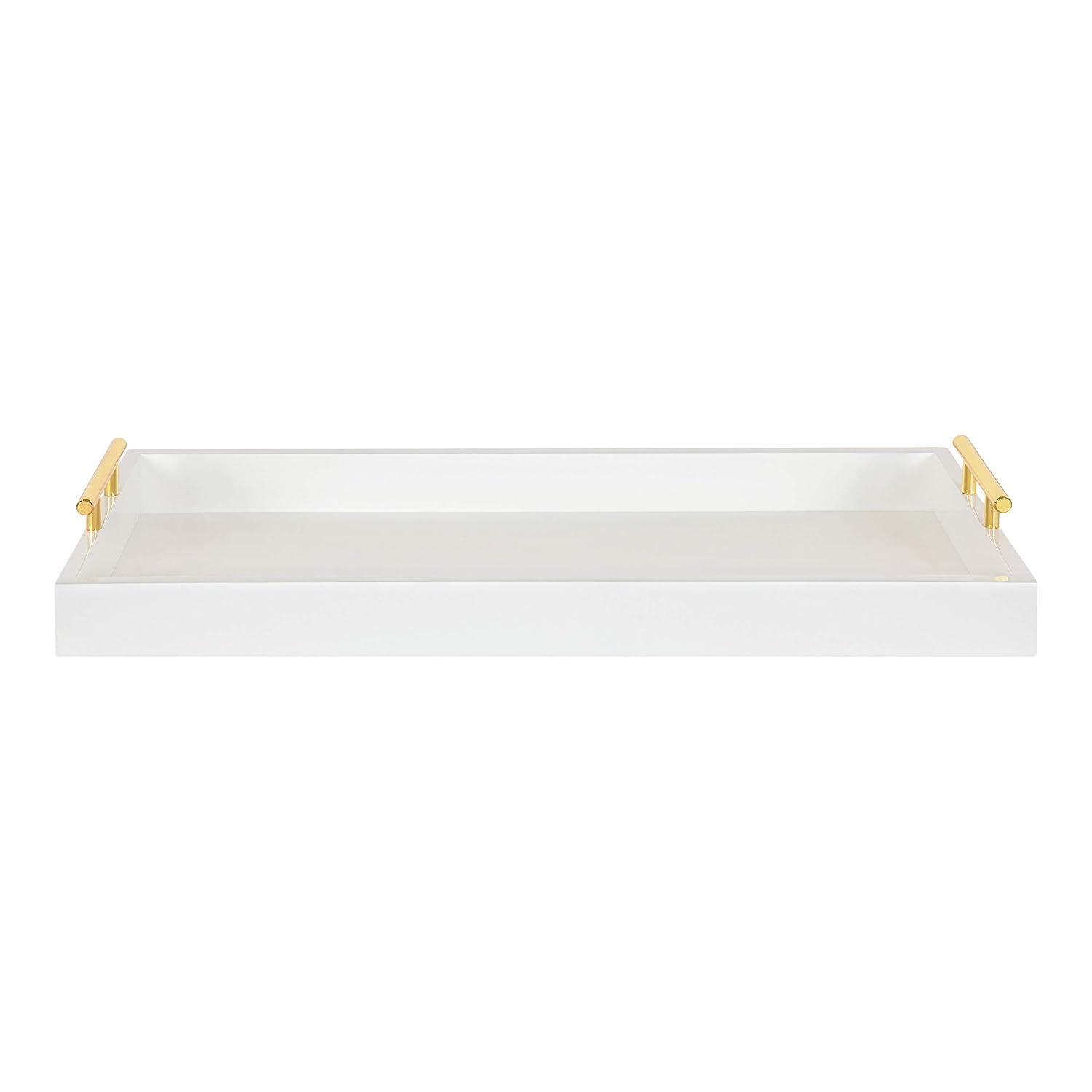 Kate and Laurel Lipton Tray, 10x24, White and Gold
