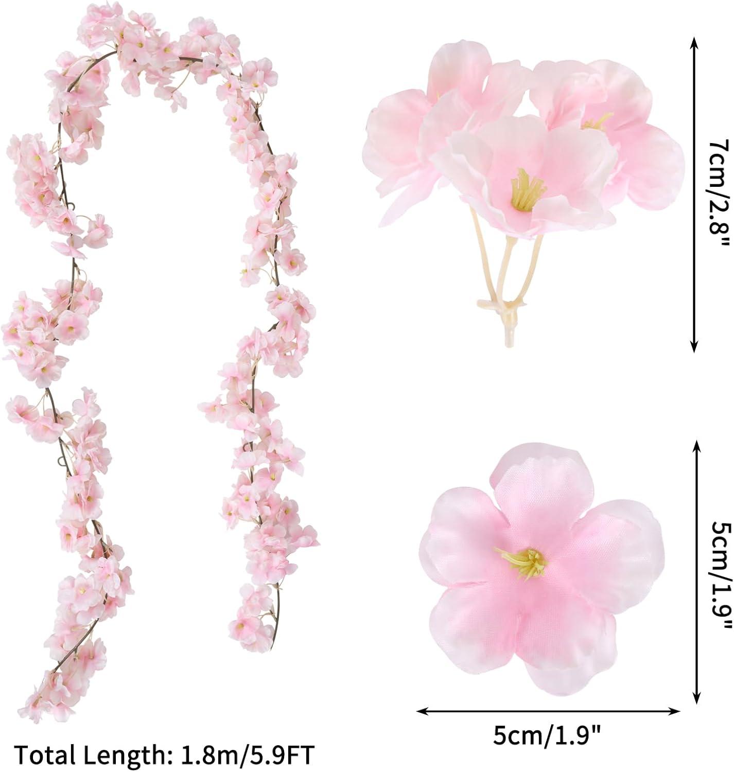 Pink Silk Cherry Blossom Flower Vines for Outdoor Decor