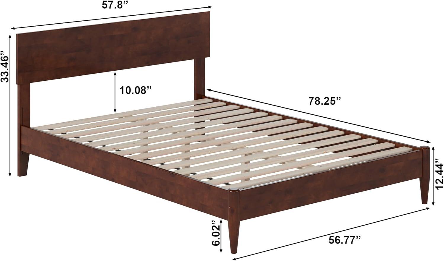 AFI Aria Queen Modern Solid Wood Low Profile Platform Bed, Walnut