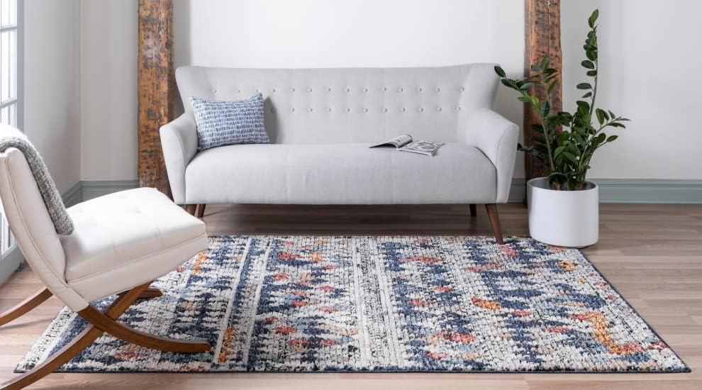 Unique Loom Atlas Morocco Rug Multi/Black 4' 1" x 6' 1" Rectangle Geometric Bohemian Perfect For Living Room Bed Room Dining Room Office