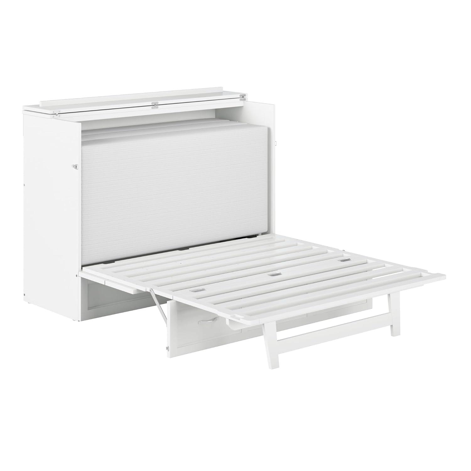 Full Deerfield Murphy Bed Chest USB Turbo Charger White - AFI