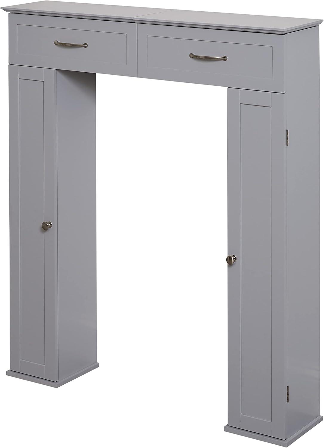 Zenna Home 36" W Lift Top over-the-Toilet Rectangle Bathroom Storage Cabinet, 6 Shelves, Gray