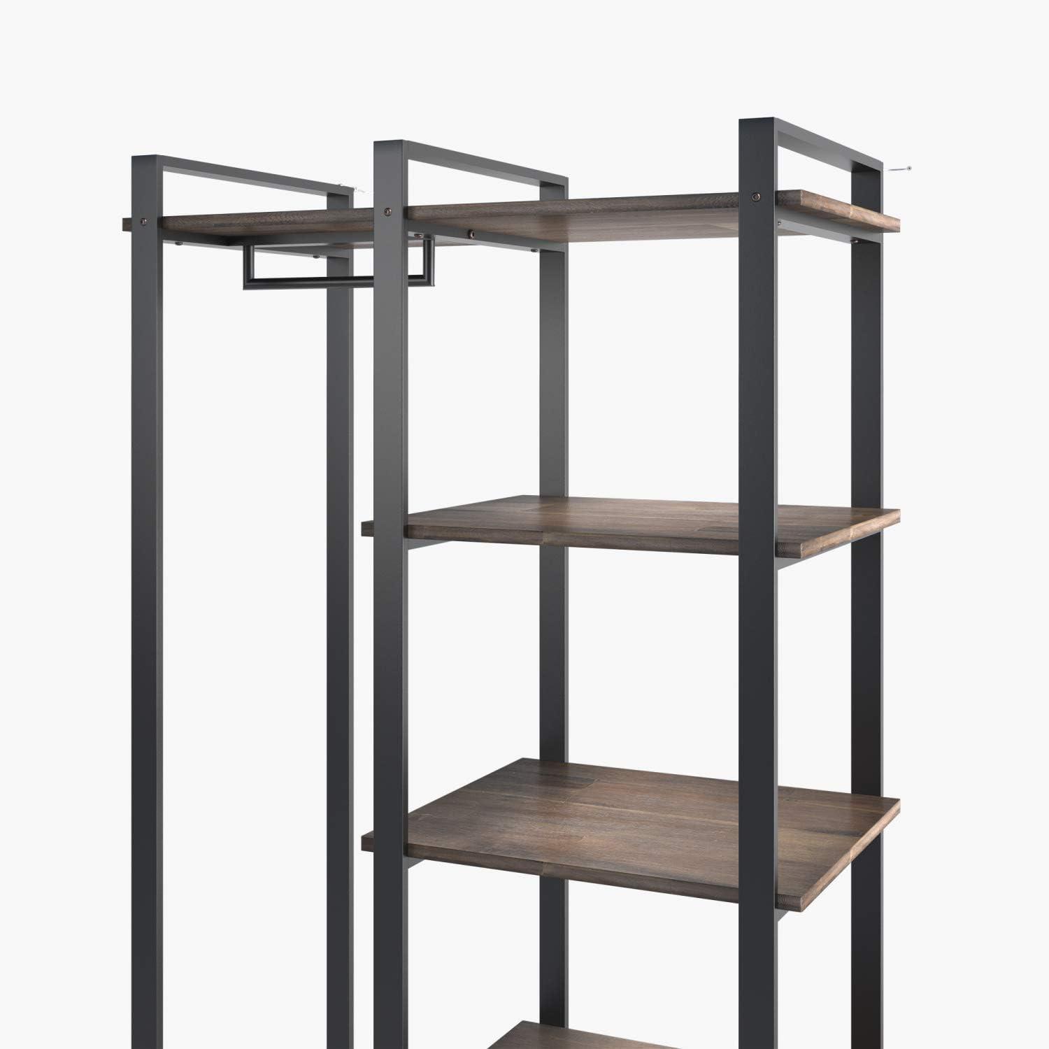 Zinus Brock 4-Shelf Etagere Bookcase with Hanging Storage, Acacia Wood and Metal Frame, Adult