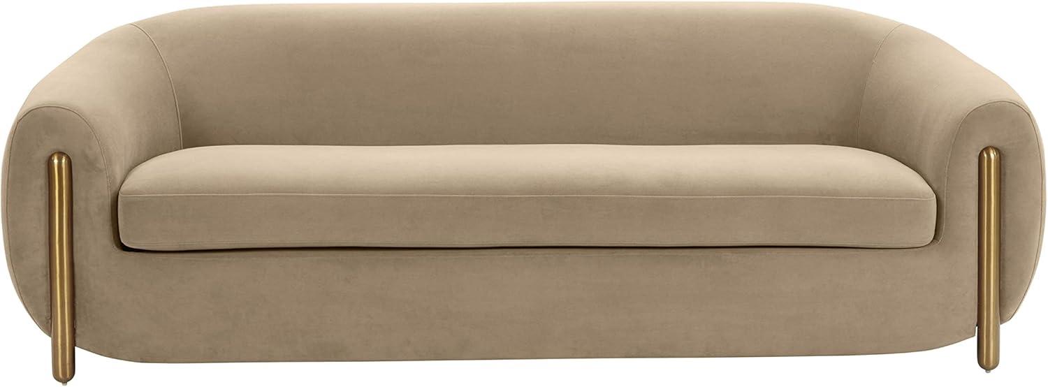 Cafe Au Lait Brown Velvet Round Arm Sofa