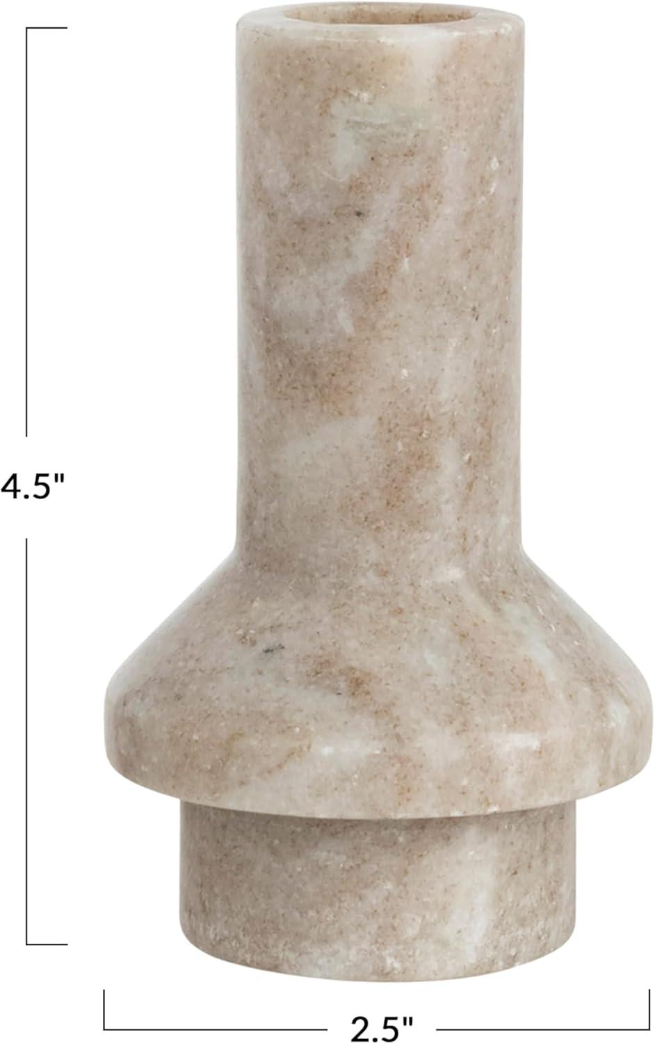 Bloomingville Marble Taper Candle Holder, Beige