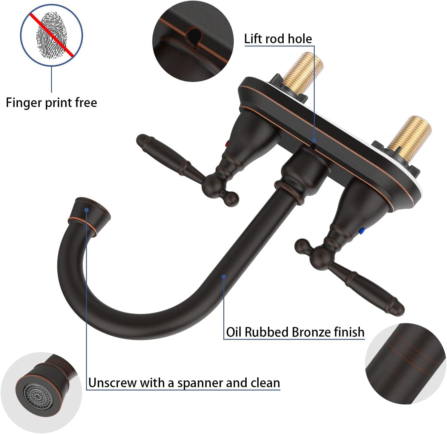 Oil Rubbed Bronze Double Handle Mid Arc Bathroom Faucet