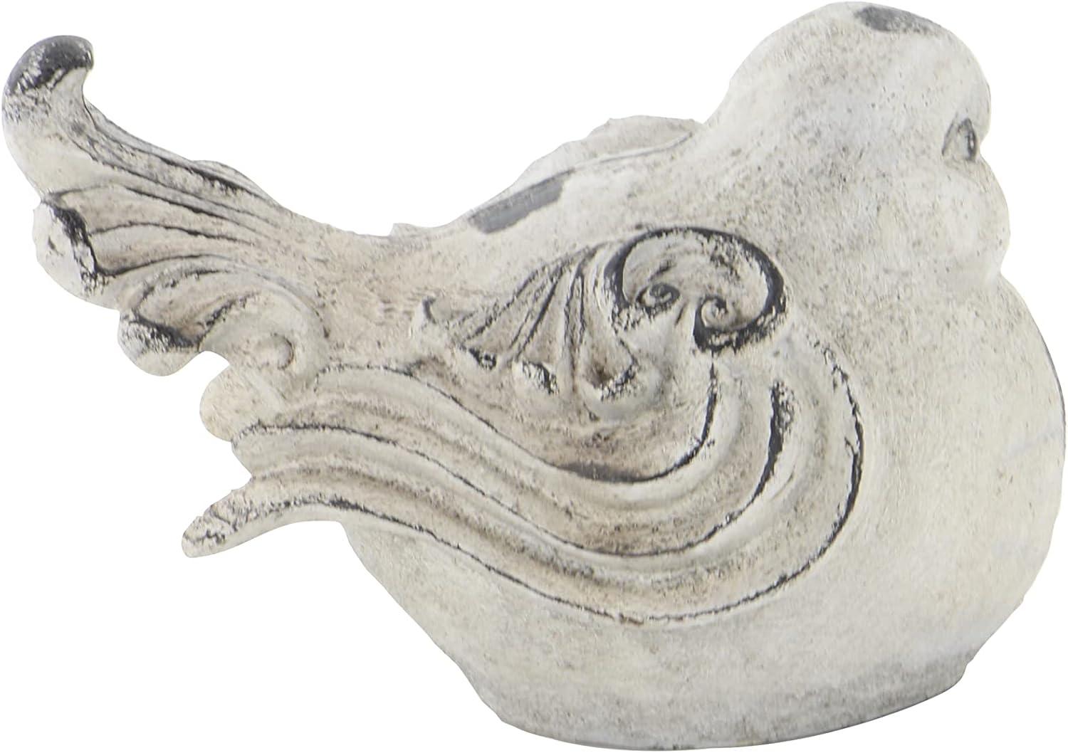 Gray Polystone Bird Garden Sculptures, Set of 2, 12" x 8"