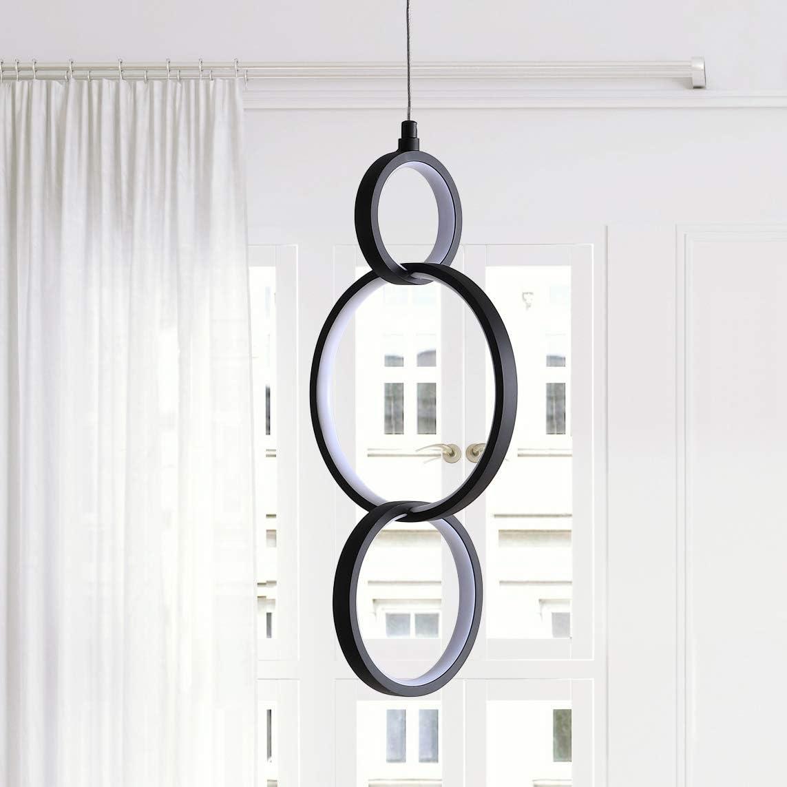 Loop 7.75" Adjustable Integrated LED Metal Ring Pendant, Black