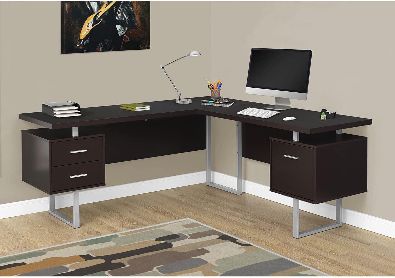 Cappuccino Corner Computer Desk with Filing Cabinet