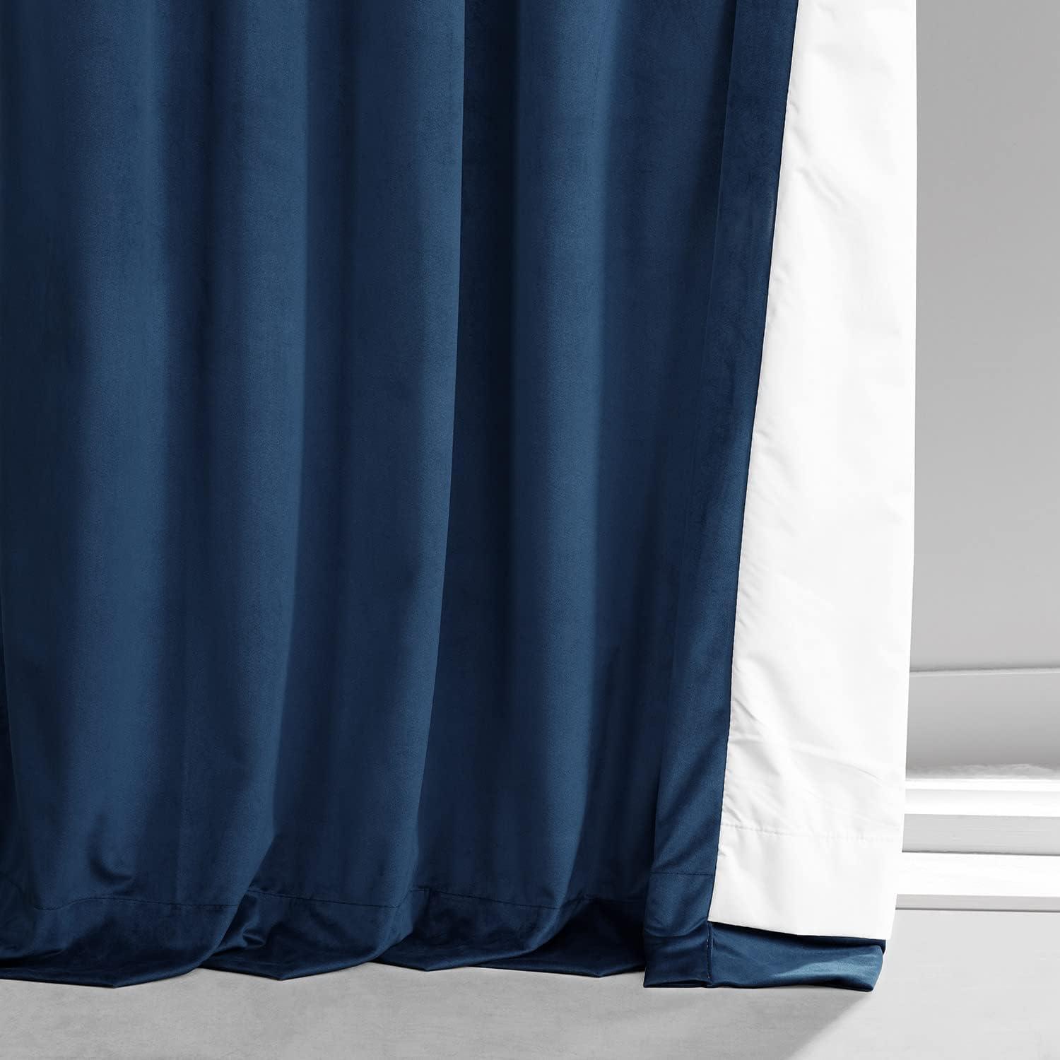 HPD Half Price Drapes Signature Dreamland Blue Plush Velvet Hotel Blackout Curtains(1 Panel),50W X 108L