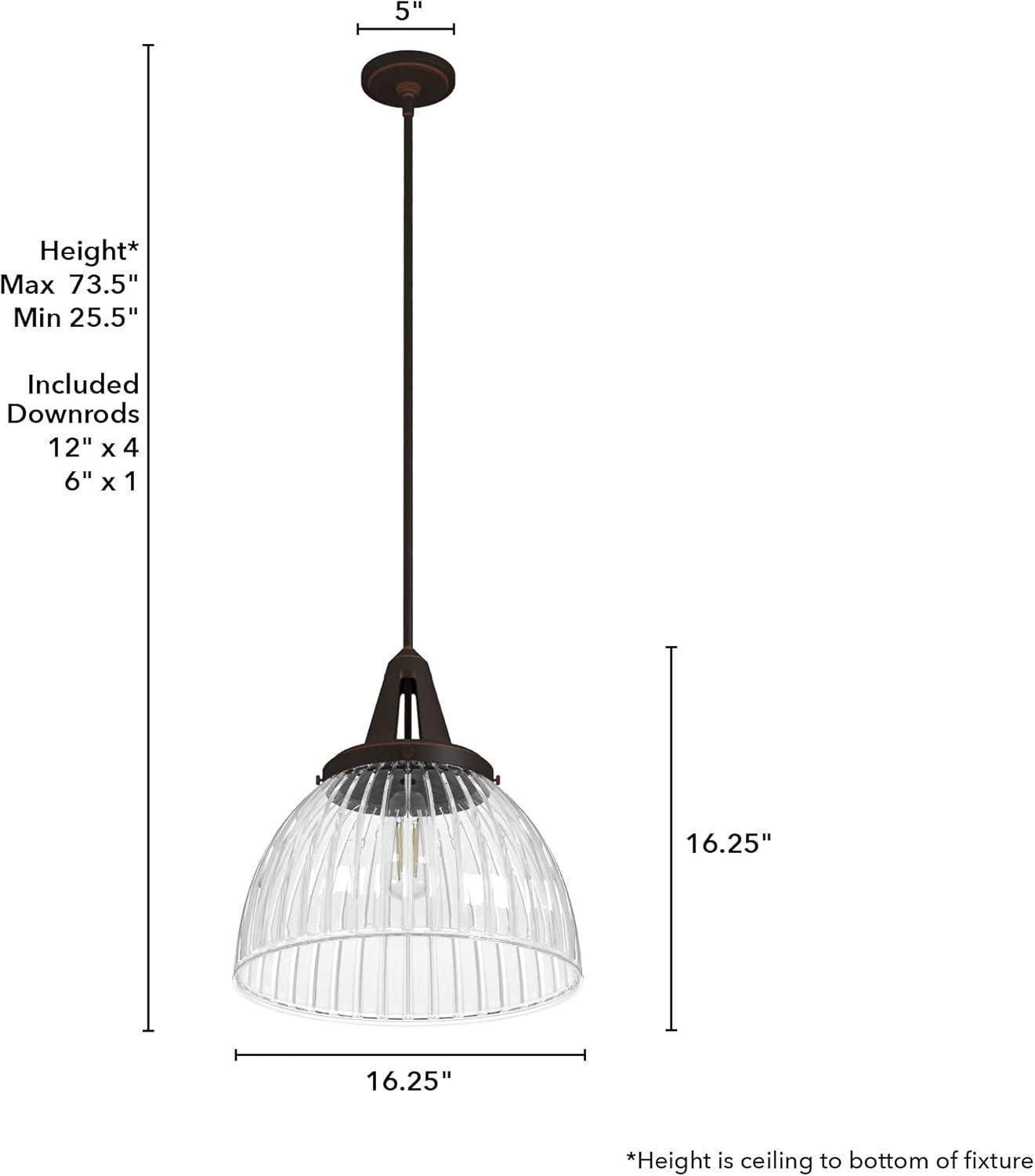 Cypress Grove 16'' Black and Clear Glass Pendant Light