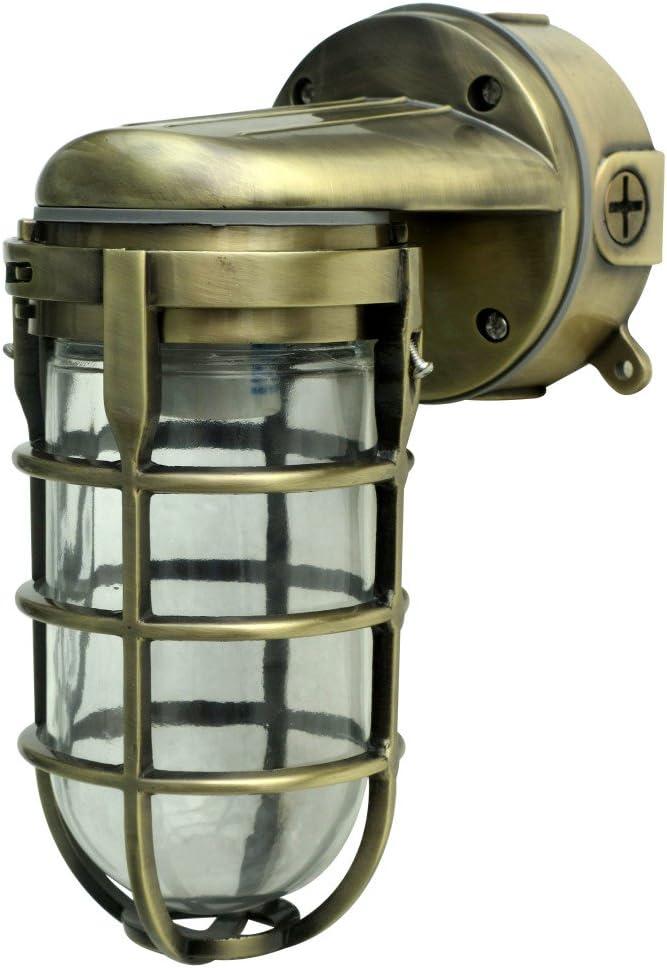 Woods L1707SVAB Traditional 100W Incandescent Weather Industrial Light - Antique Brass