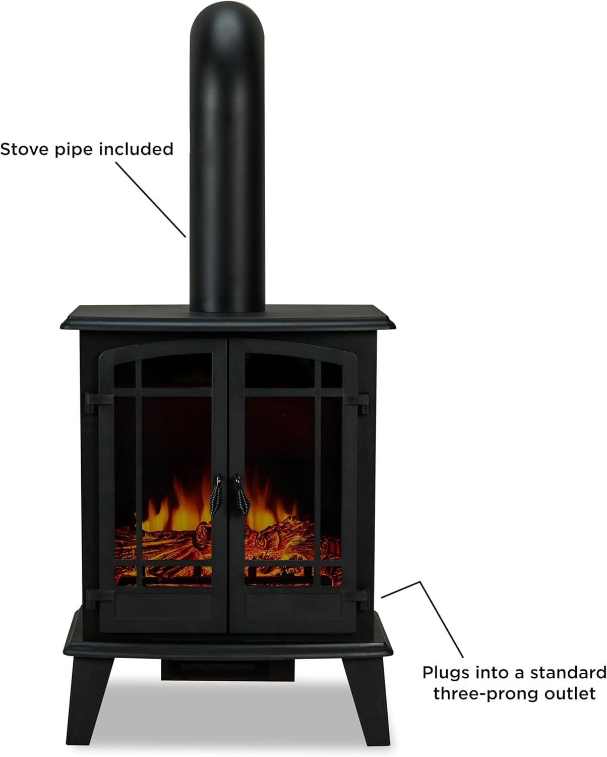 Real Flame Contemporary Metal Foster Stove Electric Fireplace in Black