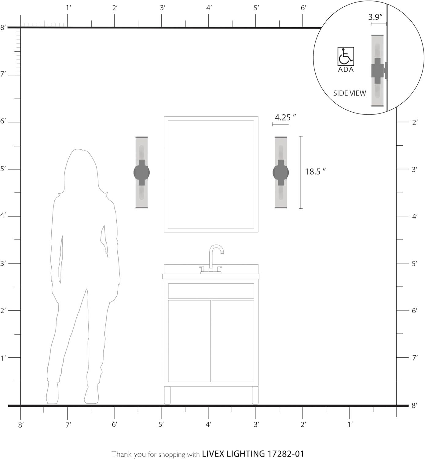 Livex Lighting - Bancroft - 2 Light ADA Bath Vanity In Contemporary Style-18.5