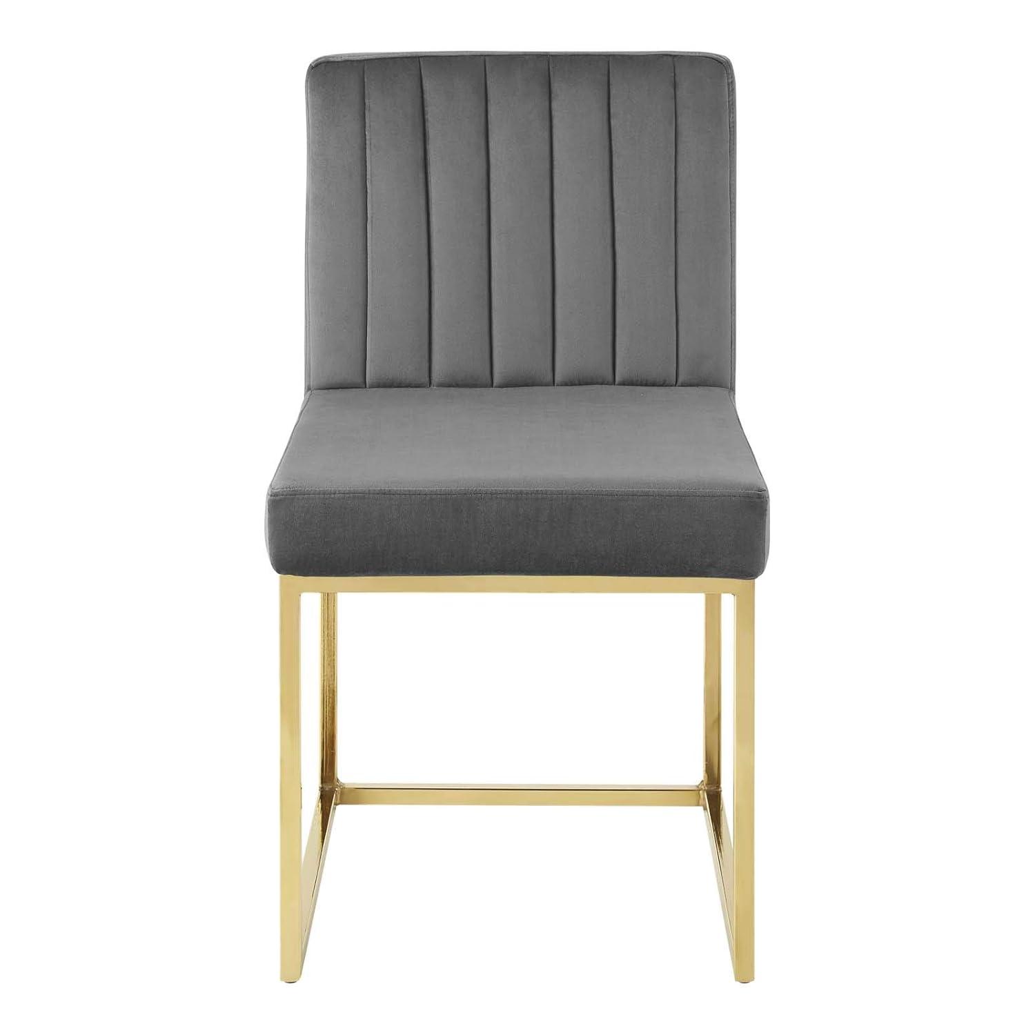 Modway Carriage Channel Tufted Sled Base Performance Velvet Dining Chair