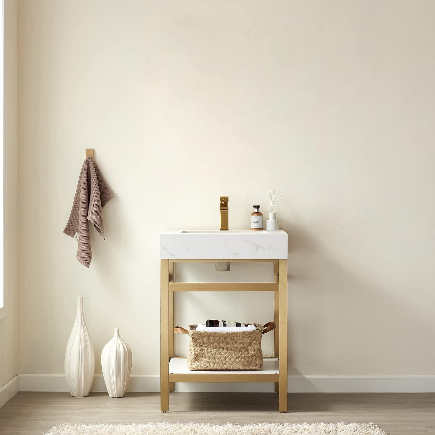 24'' Single Bathroom Vanity with Stone Top