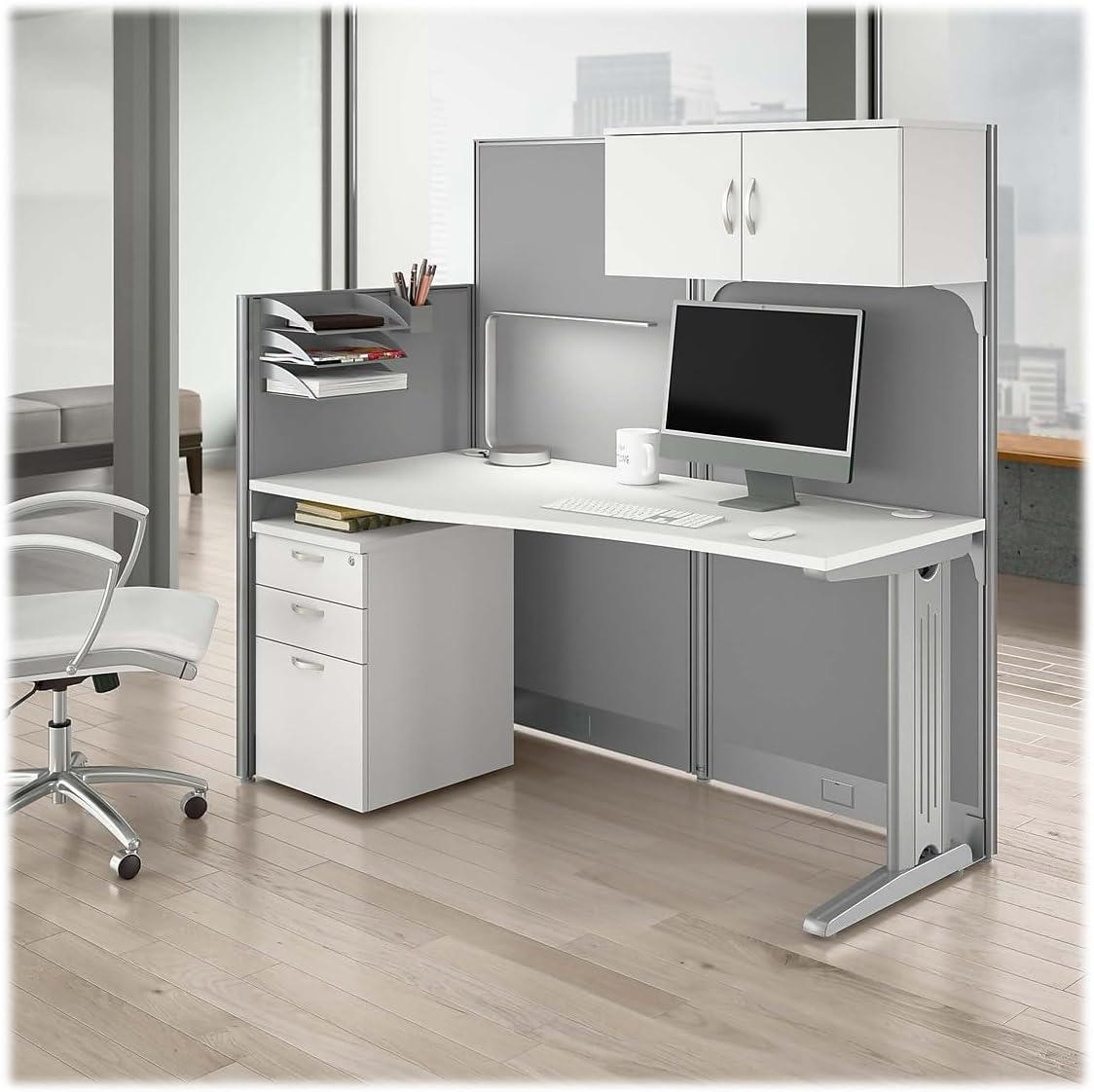 Bush Business Furniture Office In An Hour Rectangle 1 Person Cubicle with Cable Management